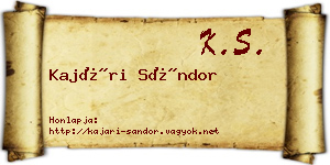 Kajári Sándor névjegykártya